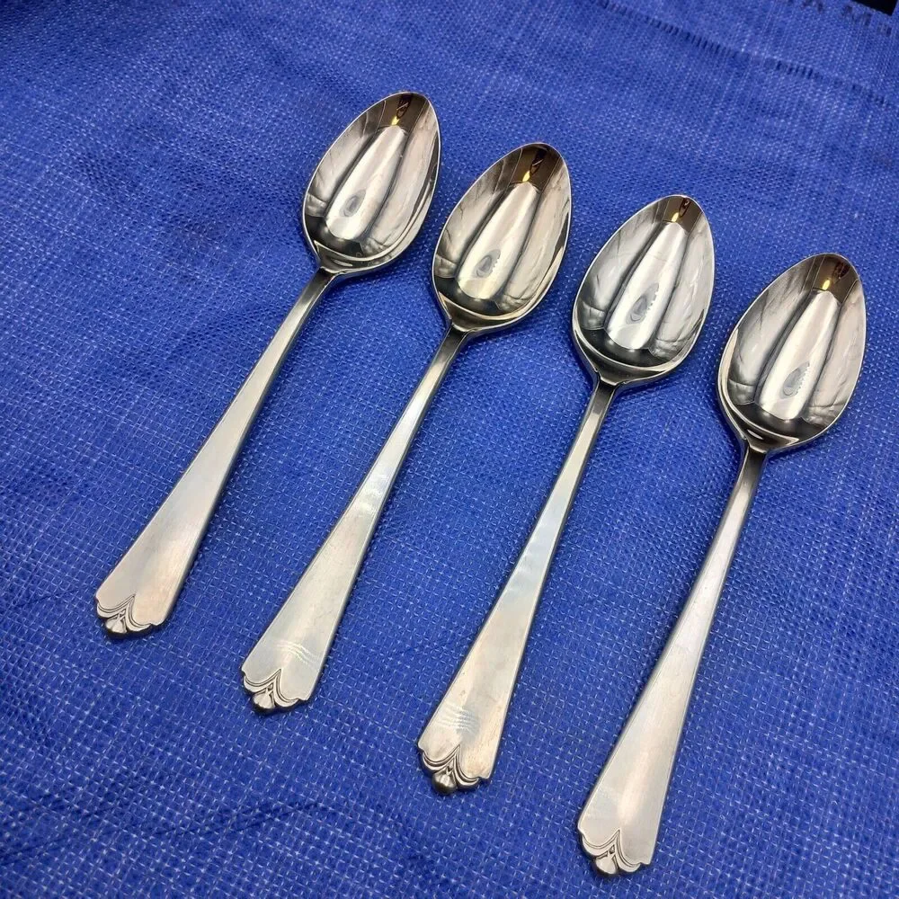 Wallace Lotus 18/8 Stainless Steel Set 4 Tablespoon Oval Spoon Flatware JAPAN